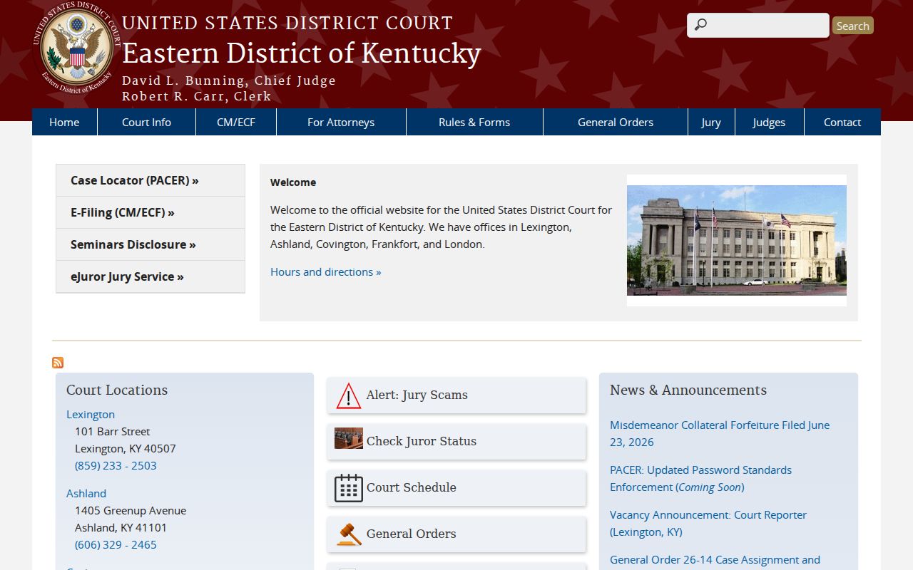 Eastern District of Kentucky federal court serving Knott County cases